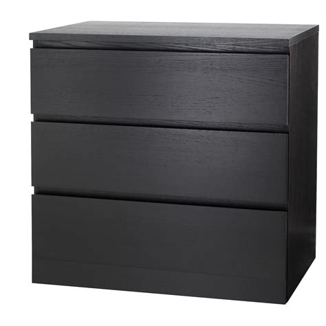ikea 3 drawer dresser black